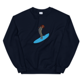 Surfing Wiener Dog Unisex Crew Neck Sweatshirt