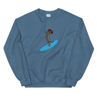 Surfing Wiener Dog Unisex Crew Neck Sweatshirt