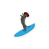 Surfing Wiener Dog Sticker