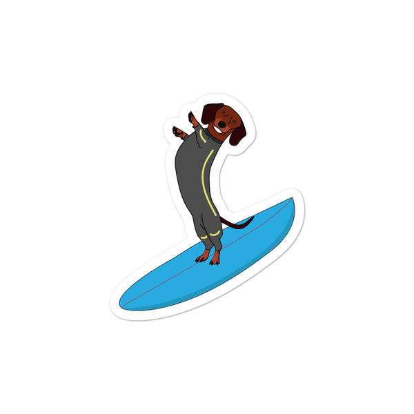 Surfing Wiener Dog Sticker