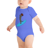 Surfing Wiener Dog One-Piece Short-Sleeves Baby Bodysuit