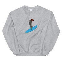 Surfing Wiener Dog Unisex Crew Neck Sweatshirt