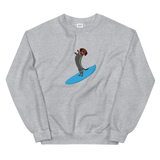 Surfing Wiener Dog Unisex Crew Neck Sweatshirt