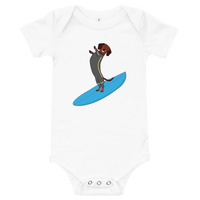 Surfing Wiener Dog One-Piece Short-Sleeves Baby Bodysuit