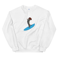 Surfing Wiener Dog Unisex Crew Neck Sweatshirt