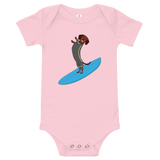 Surfing Wiener Dog One-Piece Short-Sleeves Baby Bodysuit