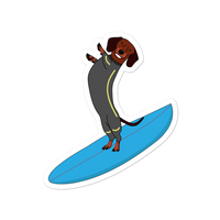 Surfing Wiener Dog Sticker