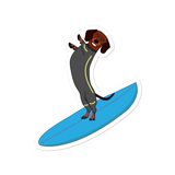 Surfing Wiener Dog Sticker