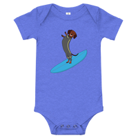 Surfing Wiener Dog One-Piece Short-Sleeves Baby Bodysuit