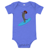 Surfing Wiener Dog One-Piece Short-Sleeves Baby Bodysuit