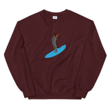 Surfing Wiener Dog Unisex Crew Neck Sweatshirt