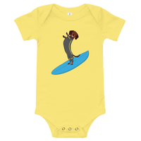 Surfing Wiener Dog One-Piece Short-Sleeves Baby Bodysuit