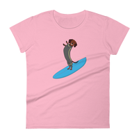 Surfing Wiener Dog Women's Short Sleeve T-Shirt