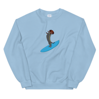 Surfing Wiener Dog Unisex Crew Neck Sweatshirt