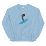 Surfing Wiener Dog Unisex Crew Neck Sweatshirt