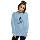 Surfing Wiener Dog Unisex Crew Neck Sweatshirt