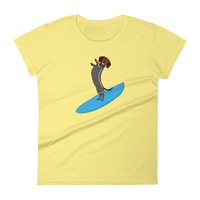 Surfing Wiener Dog Women's Short Sleeve T-Shirt