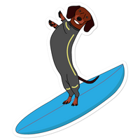 Surfing Wiener Dog Sticker