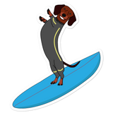 Surfing Wiener Dog Sticker