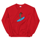 Surfing Wiener Dog Unisex Crew Neck Sweatshirt