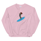 Surfing Wiener Dog Unisex Crew Neck Sweatshirt