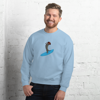 Surfing Wiener Dog Unisex Crew Neck Sweatshirt