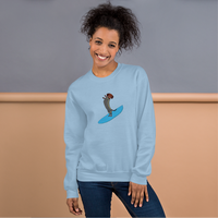 Surfing Wiener Dog Unisex Crew Neck Sweatshirt