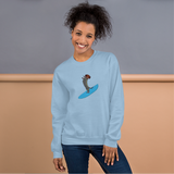 Surfing Wiener Dog Unisex Crew Neck Sweatshirt